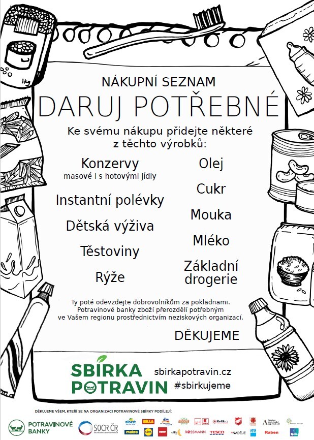 Nákupní seznam_sbírka potravin