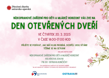 Zveme na Den otevřených dveří Nízkoprahového klubu Horizont