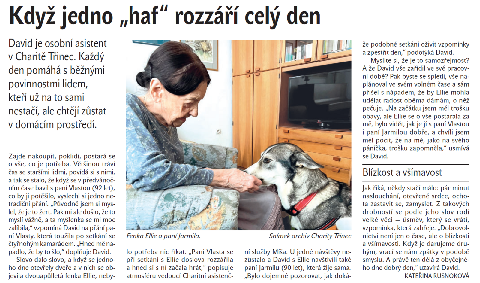 Dobrovolně v Charitě Třinec Dobrovolně v Charitě Třinec